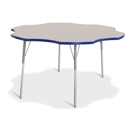 Jonti-Craft Berries Six Leaf Activity Table, 60 in., A-height, Freckled Gray/Blue/Gray 6458JCA003
